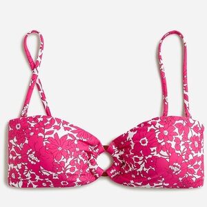 NEW J.Crew Heritage O-ring Bandeau Bikini Top in Blushing‎ Meadow Size XXL